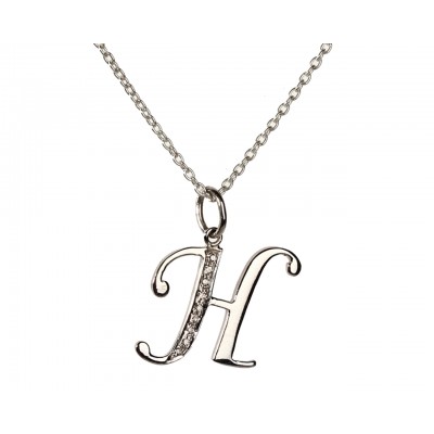 Alphabet H pendant with diamonds